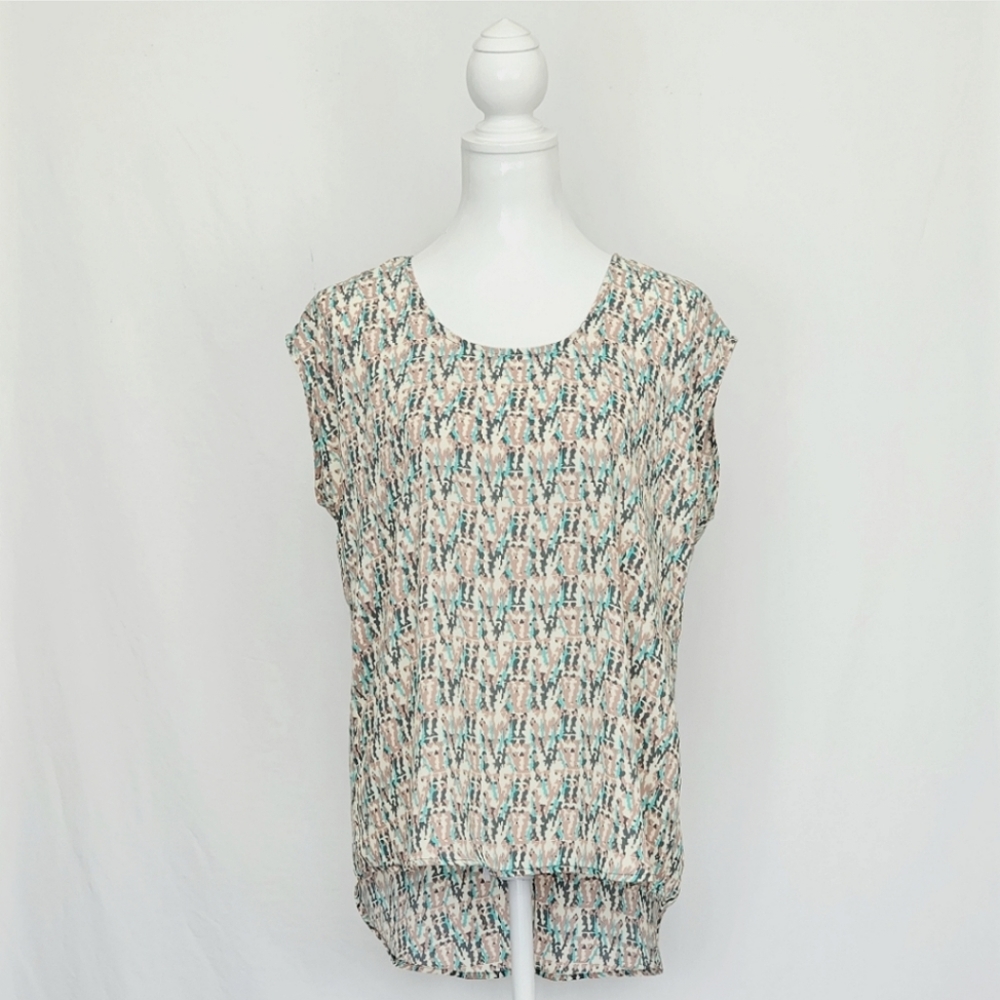 Daniel Rainn Relaxed Fit Hi Lo Sleeveless Top Size Medium Abstract Print